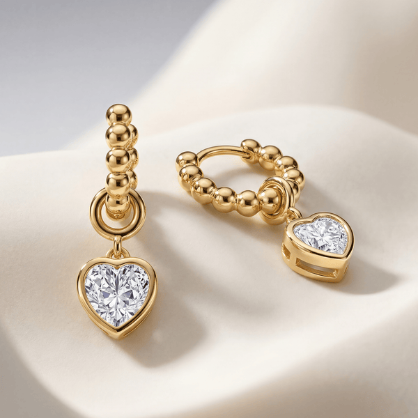 Boucles d'oreilles Secret Heart - Argent 925 doré Or jaune 18k, Oxyde de zirconium