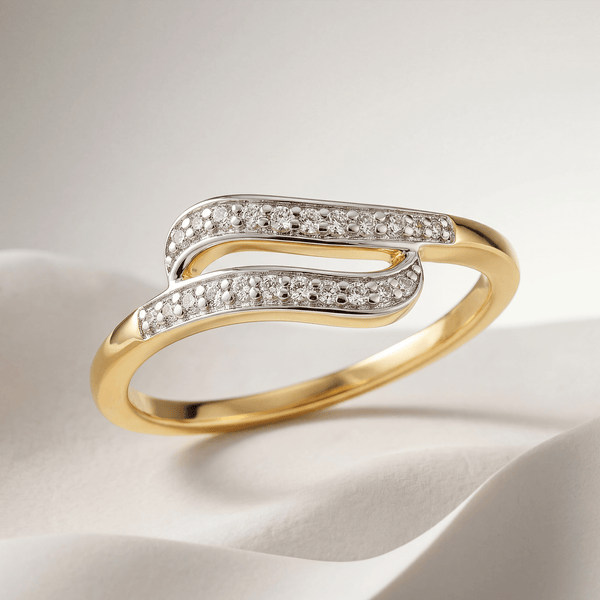 Bague Onda - Argent 925 doré Or jaune 18k, Oxyde de zirconium