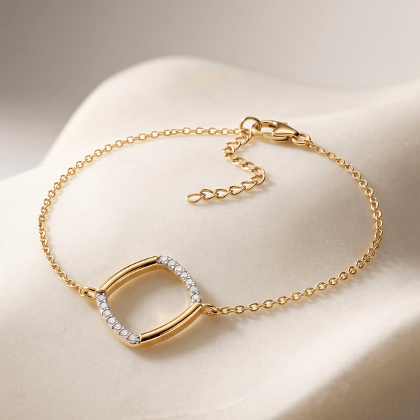 Bracelet Rombo - Argent 925 doré Or jaune 18k, Oxyde de zirconium