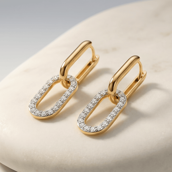 Boucles d'oreilles Catena - Argent 925 doré Or jaune 18k, Oxyde de zirconium