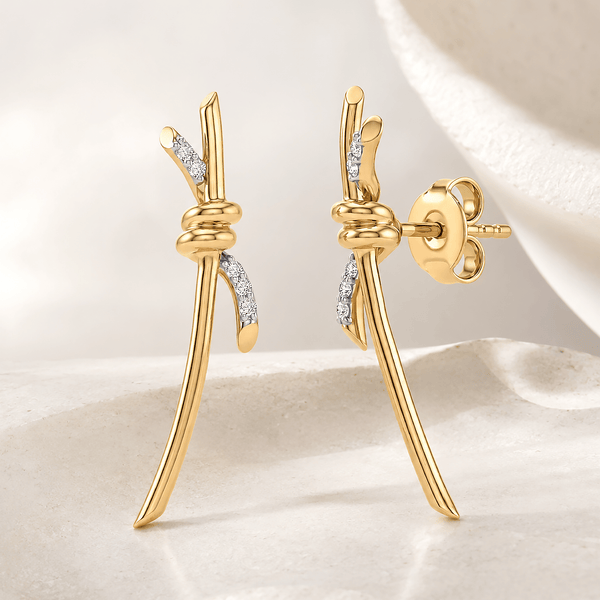 Boucles d'oreilles Knot - Argent 925 doré Or jaune 18k, Oxyde de zirconium
