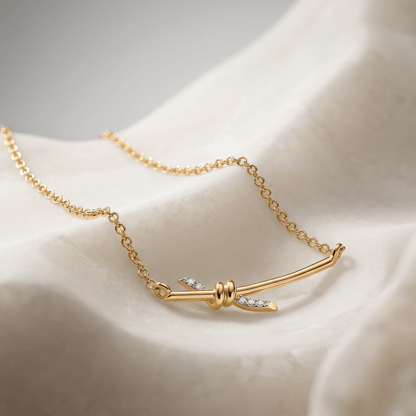 Collier Knot - Argent 925 doré Or jaune, Oxyde de zirconium