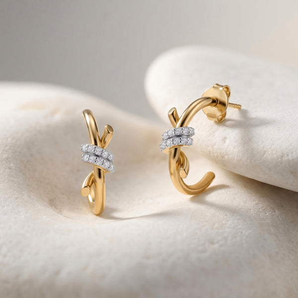 Boucles d'oreilles Avolto - Argent 925 doré Or jaune 18k, Oxyde de zirconium