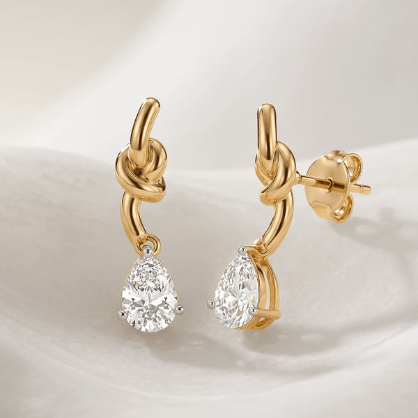 Boucles d'oreilles Shiny Knot - Argent 925 doré Or jaune 18k, Oxyde de zirconium