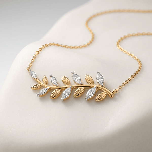 Collier Laurel - Argent 925 doré Or jaune 18k, Oxyde de zirconium