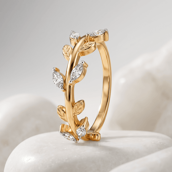 Bague Laurel - Argent 925 doré Or jaune 18k, Oxyde de zirconium